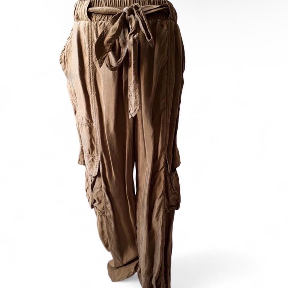 Green Cargo Pants with Tie Waist